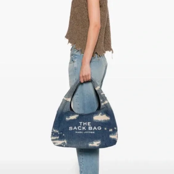 Marc Jacobs The Sack Bag in Blue Denim with White Accents - Picture 3 of 7